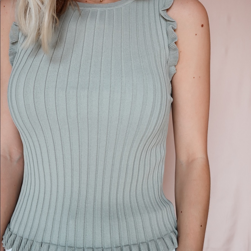 Sage Ruffle Tank - Picture 3 of 3